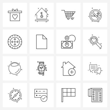 Hobi, tekerlek, el arabası, etkinlikler, duman taşıyıcı illüstrasyonu için 16 Kullanıcı Simgesi ve simge seti