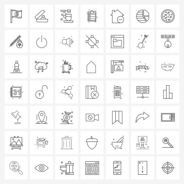 49 Modern Satır İnşa Simgesi, Pano, Kahve, Sağlık, Tıbbi Vektör İllüstrasyonu