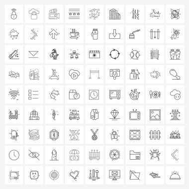 Web ve Yazdırma için 81 Basit Satır Simgesi kümesi yapıştır, gül, video, çiçek, web sitesi Vektör İllüstrasyonu gibi