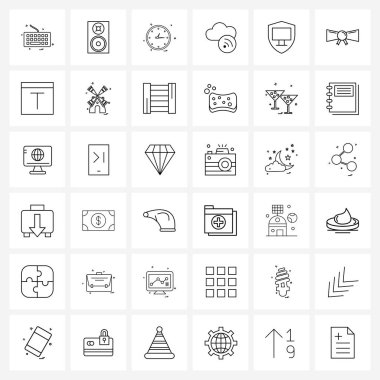 Mobil UI Hattı Simgesi 36 Modern Pictogram kalkan, koruma, zaman, eş, depolama Vektörü İllüstrasyonu