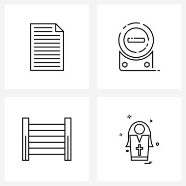 Belgenin 4 Modern Satır Simgesi Evrensel Sembolleri, temel, kalem, anahtar, dini Vektör İllüstrasyonu