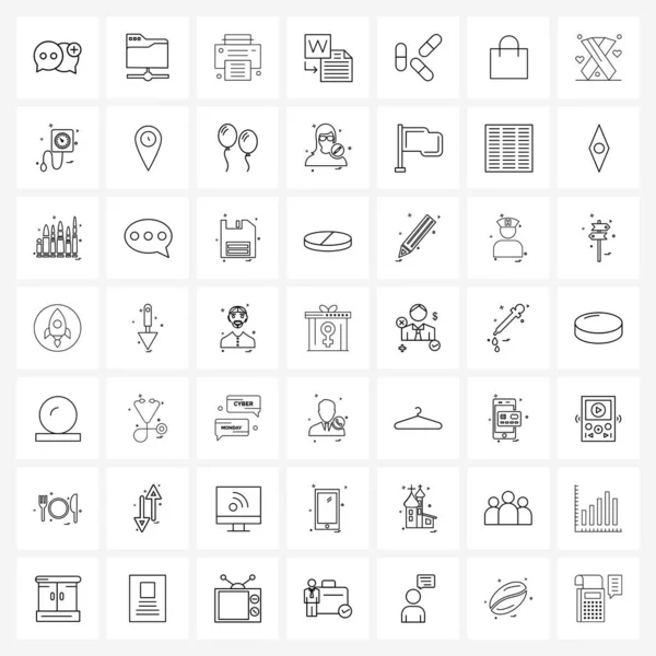 Stock Vector Icon Set Símbolos Línea Para Tabletas Medicina Impresión — Vector de stock