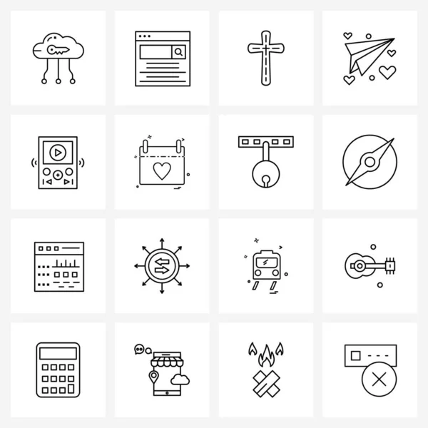 Icône Ligne Interface Ensemble Symboles Modernes Sur Lecteur Numérique Croix — Image vectorielle