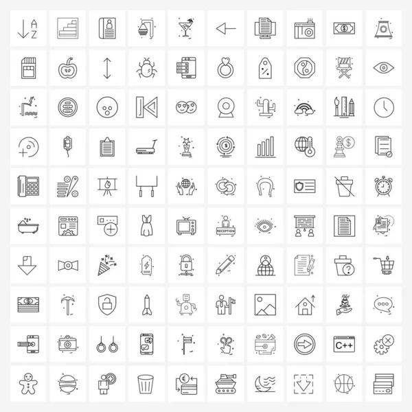 100 Universal Line Icon Pixel Perfect Symbols Picnic Sea Unlock — 스톡 벡터