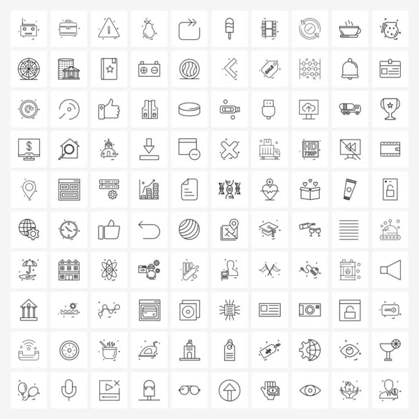 Pixel Perfect Set 100 Vector Line Icons 100 Vector Line — 스톡 벡터