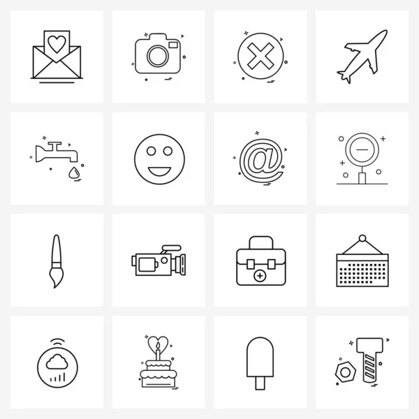 Icon Linha Interface Conjunto Símbolos Modernos Água Voo Avião Perto —  Vetores de Stock