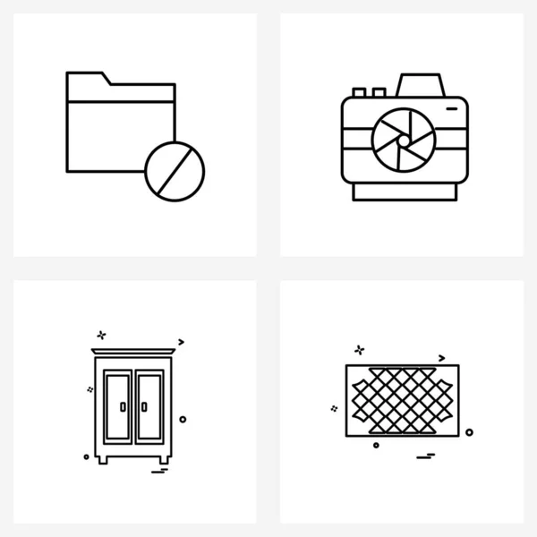 Ícones Universais Pixel Símbolos Perfeitos Pasta Armário Desativar Obturador Câmera —  Vetores de Stock