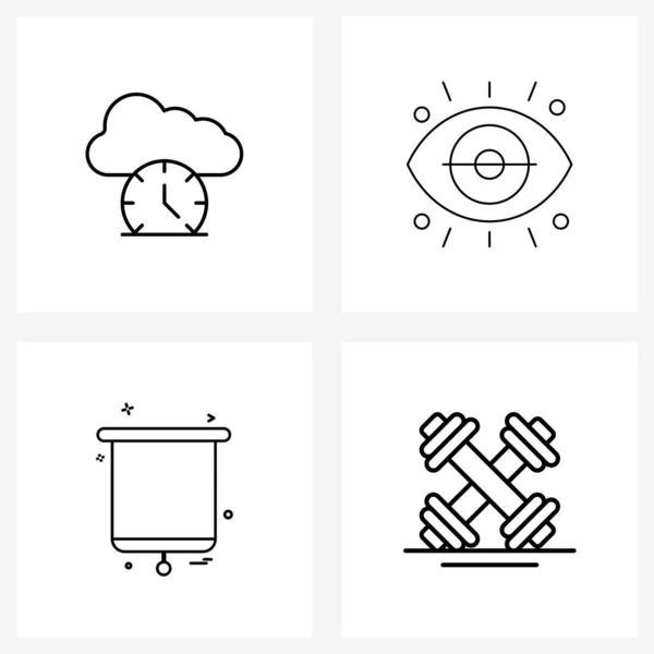 Interfaccia Linea Icona Set Simboli Moderni Cloud Computing Sanità Vista — Vettoriale Stock