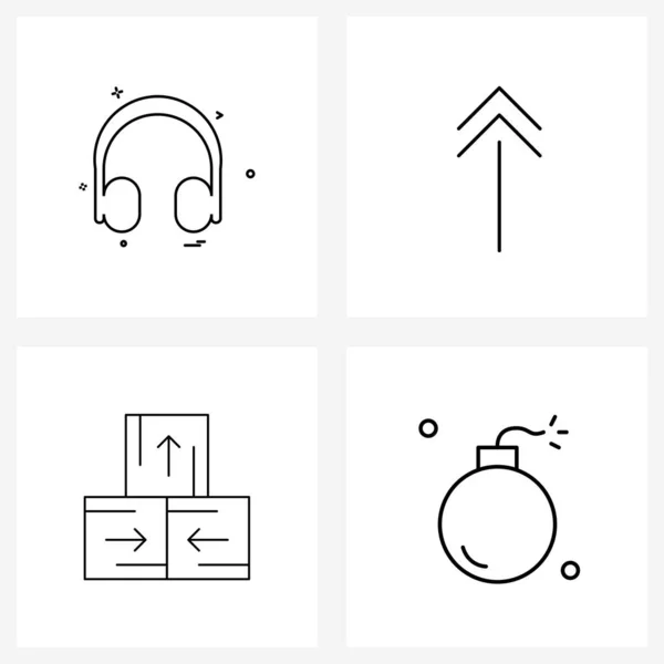 Conjunto Iconos Básicos Línea Medios Dirección Auricular Dirección Navegación Vector — Vector de stock