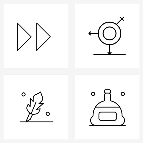 Iconos Línea Vectorial Editables Símbolos Modernos Flecha Pluma Médico Femenino — Vector de stock