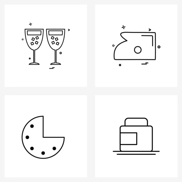 Ensemble Icônes Symboles Pour Enveloppe Trois Fer Analogique Pot Crème — Image vectorielle