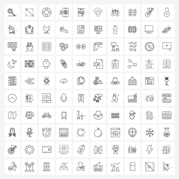 100个可编辑的向量行图标和文件类型 安全向量说明的现代符号 — 图库矢量图片