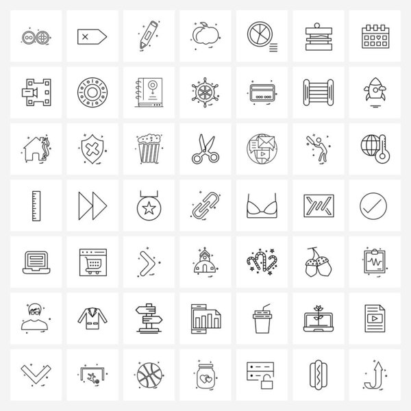 Комплект из 49 Символов простой линии финансов, валюты, карандаша, бизнеса, тыквенной векторной иллюстрации
