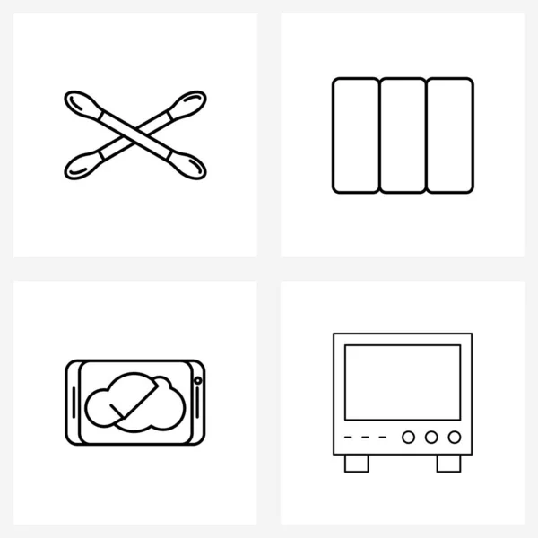 Ensemble Icônes Symboles Pour Beauté Téléphone Coton Bloc Ecg Illustration — Image vectorielle