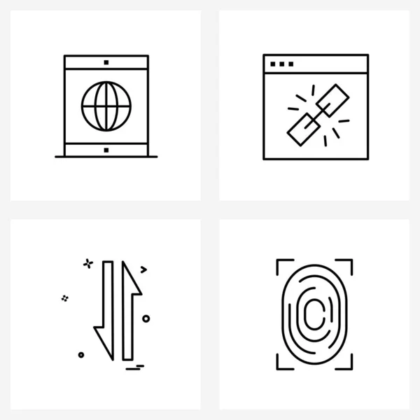 Stock Vector Icon Set Von Zeilensymbolen Für Tablet Richtung Web — Stockvektor