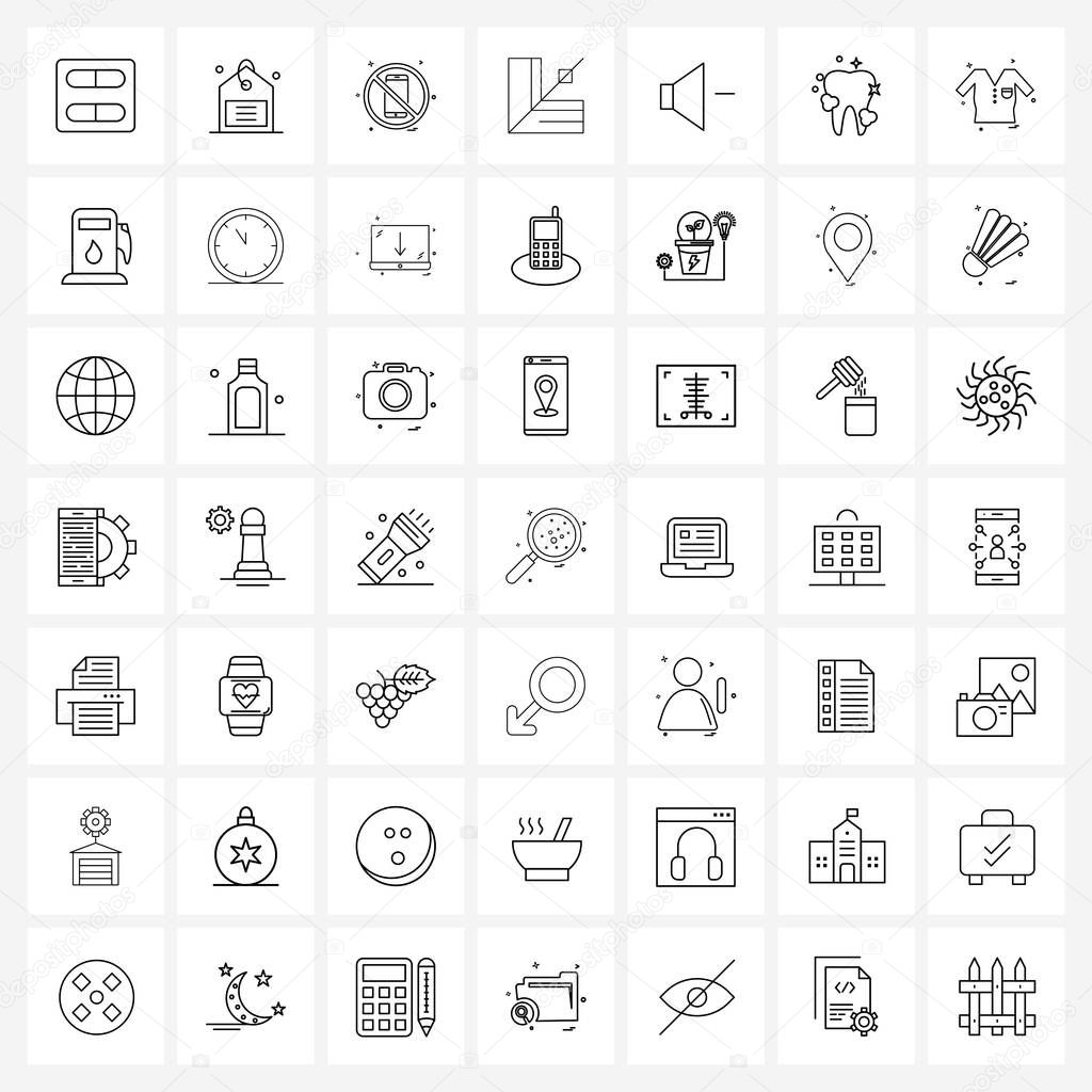 49 Interface Line Icon Set of modern symbols on tool, graphic, tag, design, phone Vector Illustration