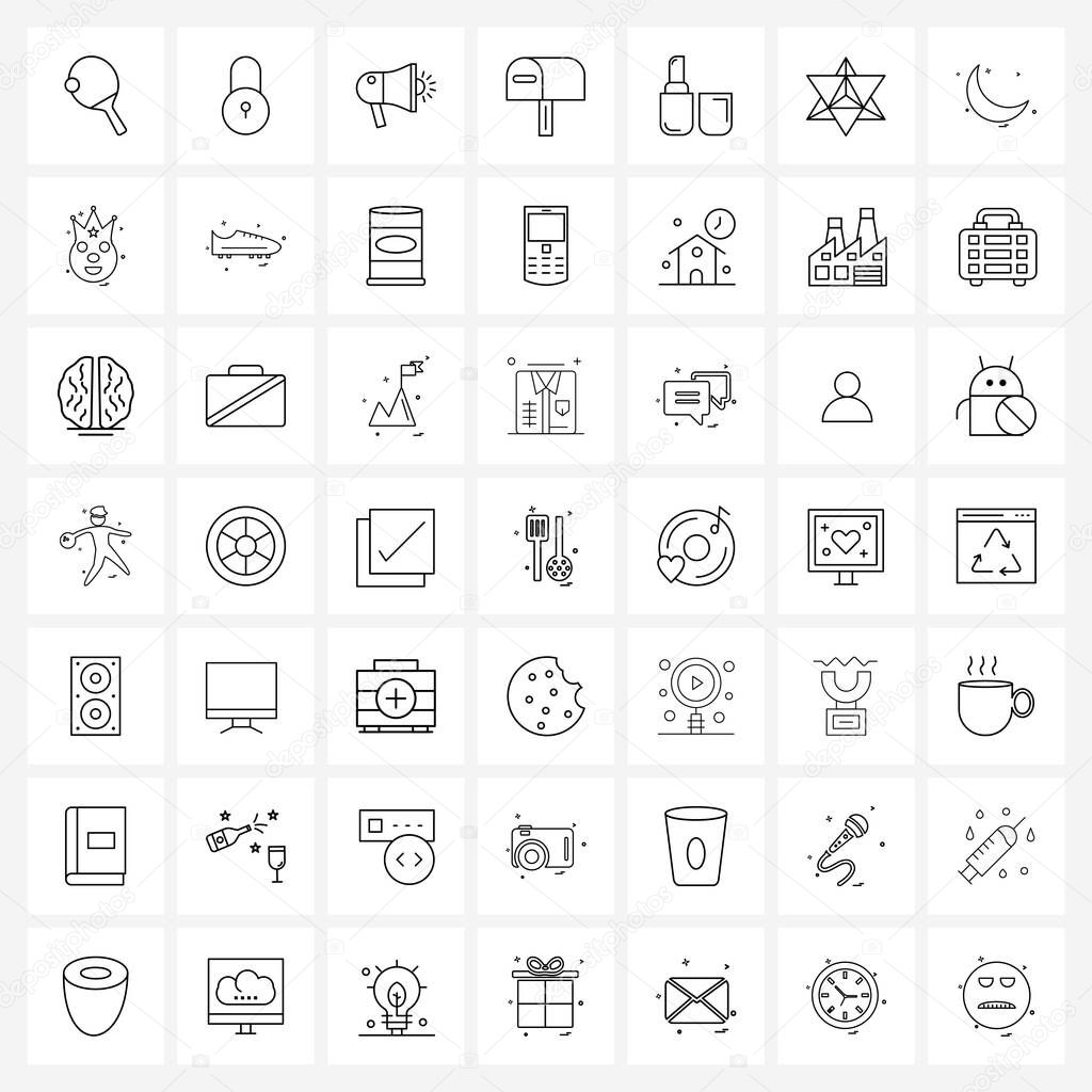 Line Icon Set of 49 Modern Symbols of makeup, lips, media, cosmetic, postal Vector Illustration
