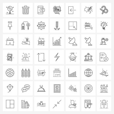 Ayarlama, ekran, geri dönüşüm, ekran, romantik vektör illüstrasyonunun 49 Basit Satır Simgesi