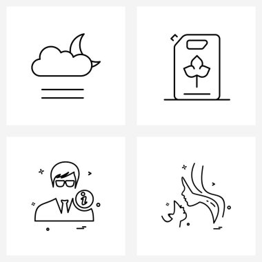 Bulutlu 4 Basit Satır Simgesinin Modern Vektör Çizgisi Görünümü; yakıt; ay; kutu; Avatar Vektör Resimleri
