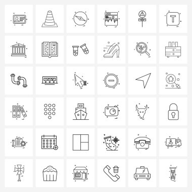 Uyarı panosu, web sitesi, yol, web düzeni, harita vektörü illüstrasyonunun 36 Modern Satır Simgesi Evrensel Sembolleri