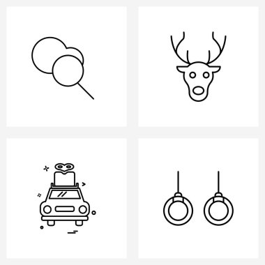 Bulut, araç, ren geyiği, taksi ve Vector Illustration 'dan oluşan 4 Modern Satır Simgesi