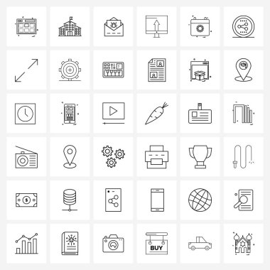 İletişim, kutu, gelen kutusu, kutu, kutu, vektör illüstrasyonunun 36 Basit Satır Simgesinin Modern Vector Line Illustration 'ı