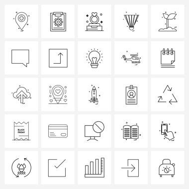 25 Evrensel Simge Pikseli Doğanın, sporun, yüzüğün, açık havanın, mekik vektör ilülasyonunun mükemmel sembolleri