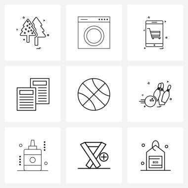 9 Evrensel Simge Pikseli Programın, belgenin, işin, bağımlılıkların, akıllı telefon vektörü illüstrasyonunun mükemmel sembolleri