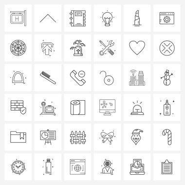 36 Modern Satır Güzellik Simgesi, Fikir, Kitap, Yaratıcı, Ampul Vektörü İllüstrasyonu