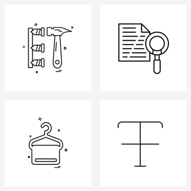 UI 4 Temel Satır Çekiç Simgesi; havlu; iş gücü; işe alım; Kumaş Vektörü İllüstrasyonu