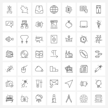 Parti topu, top, disko topu, ofis vektörü illüstrasyonu gibi 49 Vektör Hattı Simgesinden oluşan Piksel Mükemmel Set