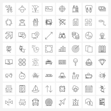 64 satır Pictograph Grid tabanlı modern biçim kümesi hedef, resim, sağlık, raster, görüntü vektörü ilüstrasyonu