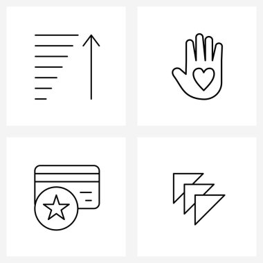 Performans; kredi kartı; hayır kurumu; bağış; ok vektörü ilüstrasyonu gibi 4 Satır Simgesi