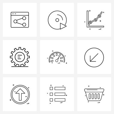 Web Uygulama Sayacı, tıbbi, grafik, tıbbi, tıbbi, dişli vektör ilüstrasyonu için 9 Evrensel Satır Simgesi paketi