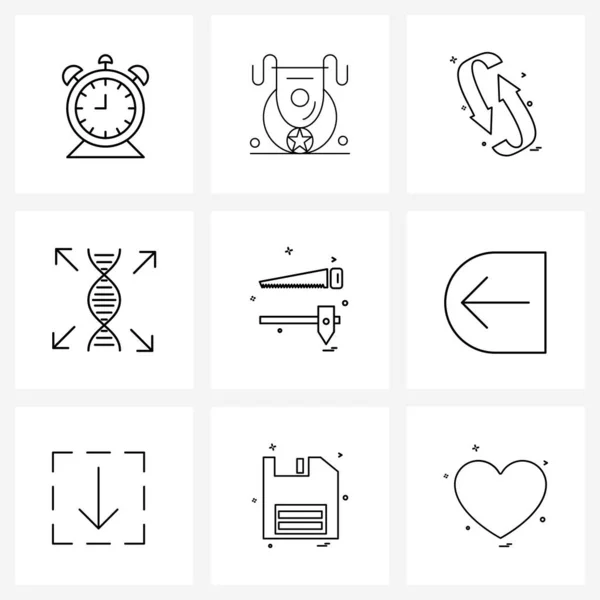 Interface Line Icon Set Moderner Symbole Auf Säge Medizin Pfeile — Stockvektor