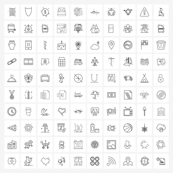 一组100个Ui图标和符号 用于数据 笔记本电脑 电子邮件营销 — 图库矢量图片