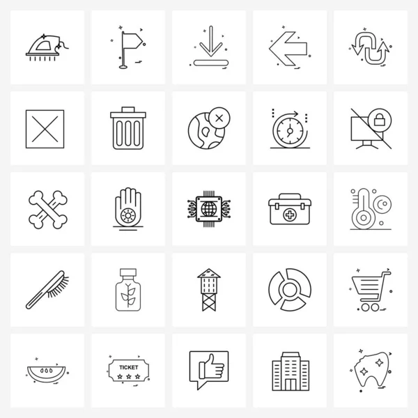 Stock Vector Icon Set Von Liniensymbolen Für Rücken Zeiger Pfeil — Stockvektor