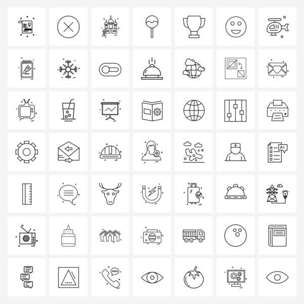 Набор из 49 современных линейных иконок Фелли, награда, религия, достижения, еда
