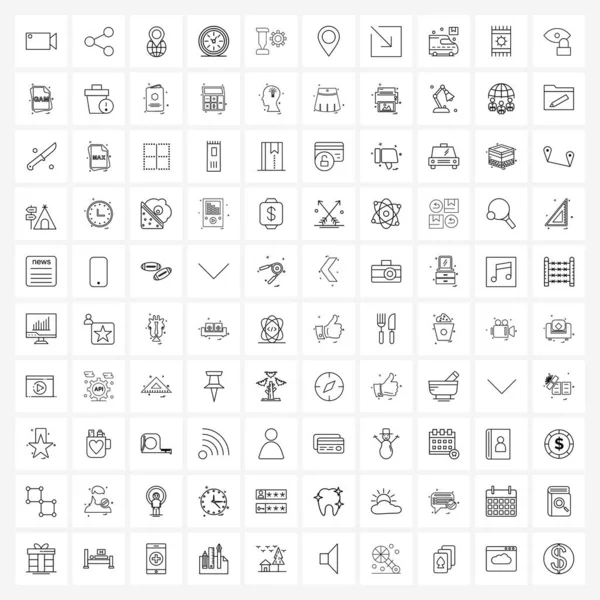 Conjunto 100 Iconos Línea Simple Para Web Impresión Como Puntero — Archivo Imágenes Vectoriales