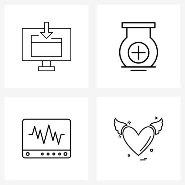 Набор Значков Иконами Символов Экрана Веб Сайта Seo Сердечка — стоковый вектор