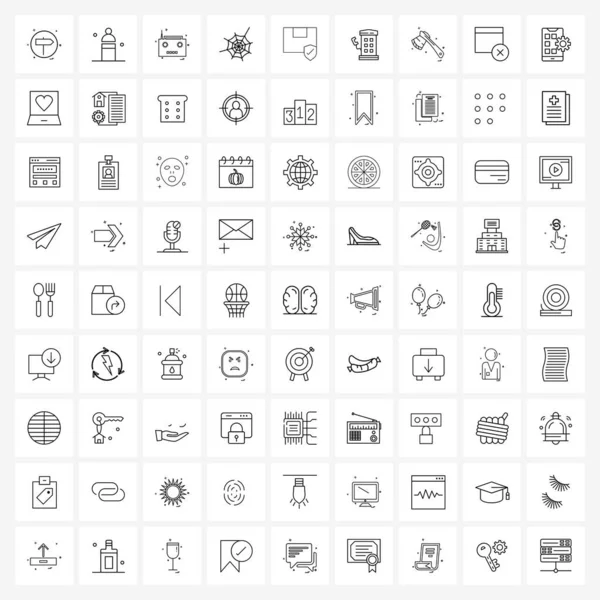线图标集81个现代符号 包括盾牌 收音机 万圣节矢量图解 — 图库矢量图片
