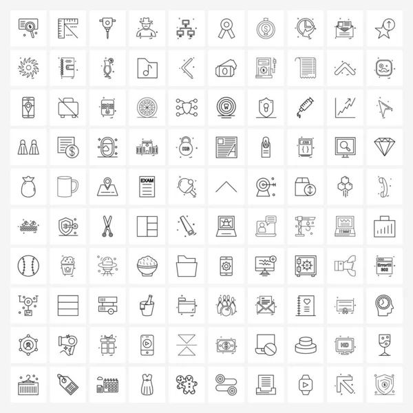 Ilustración Línea Vectorial Moderna 100 Iconos Línea Simple Red Conexión — Vector de stock