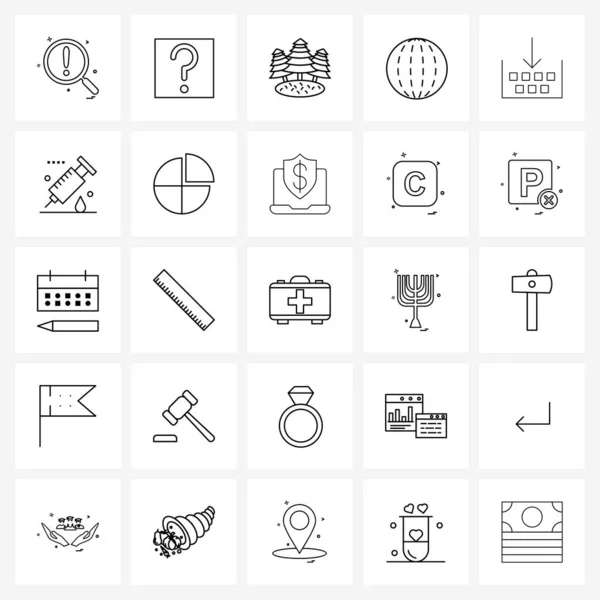 Set of 25 Simple Line Icons for Web and Print such as language, build, tree, interaction, geometry Vector Illustration