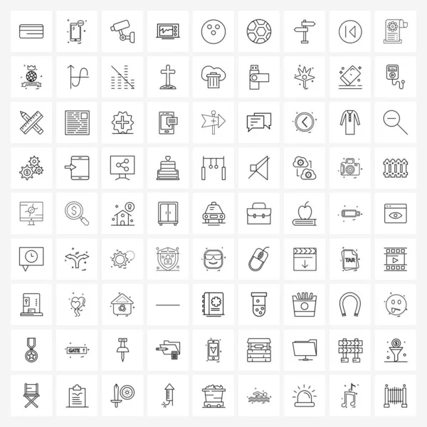 Pixel Perfect Set Iconos Línea Vectores Como Fútbol Bolos Cámara — Archivo Imágenes Vectoriales