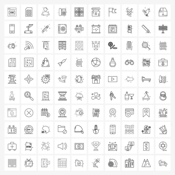 100 Universal Icons Pixel Perfekte Symbole Von Ludo Phone Man — Stockvektor