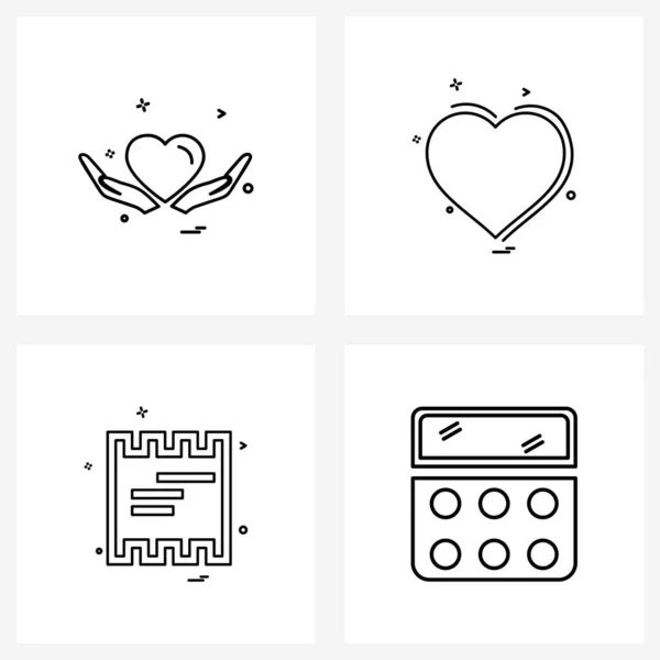 Set Iconos Símbolos Para Amor Belleza Día San Valentín Texto — Vector de stock