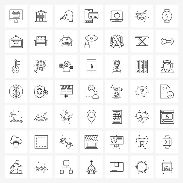Ikona Linii Interfejsu Zestaw Nowoczesnych Symboli Laptopie Karcie Debetowej Budynku — Wektor stockowy