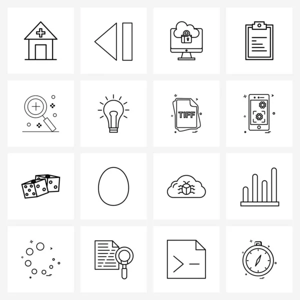 Símbolos Aislados Conjunto Iconos Línea Simple Texto Nube Bloqueada Trabajo — Vector de stock