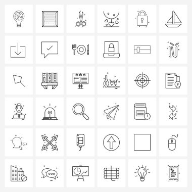 Mobil UI Hattı Simgesi 36 Modern Pictogram Kilit, sevgi, ahşap, kalp, berber vektör çizimi