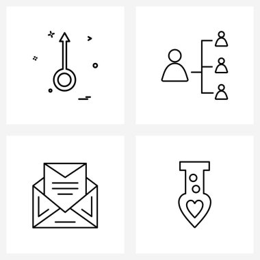 Okların, postaların, okların, ağların, e-posta vektörü illüstrasyonunun 4 Basit Satır Simgesinin Modern Vektör Satırı ResmiComment